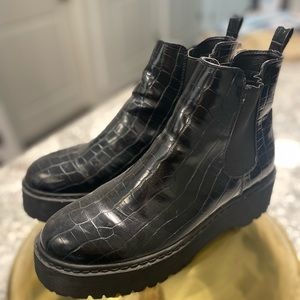 Lemonade slip on platform snake skin boots